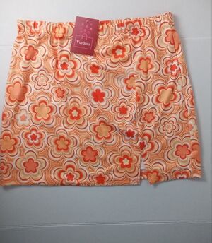 Retro 70s Floral Split Hem Mini Skirt Size XL